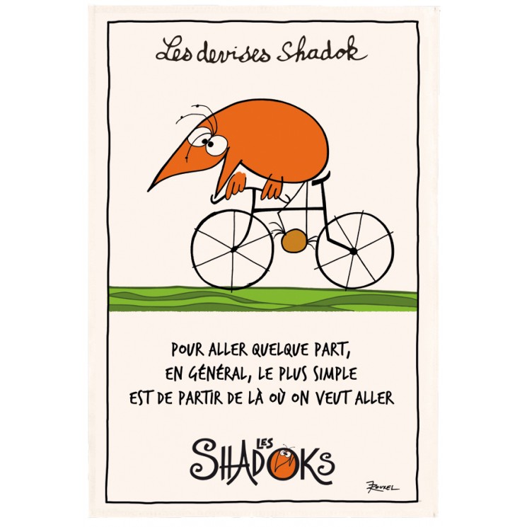 Torchon Shadok À vélo Ecru 48 x 72