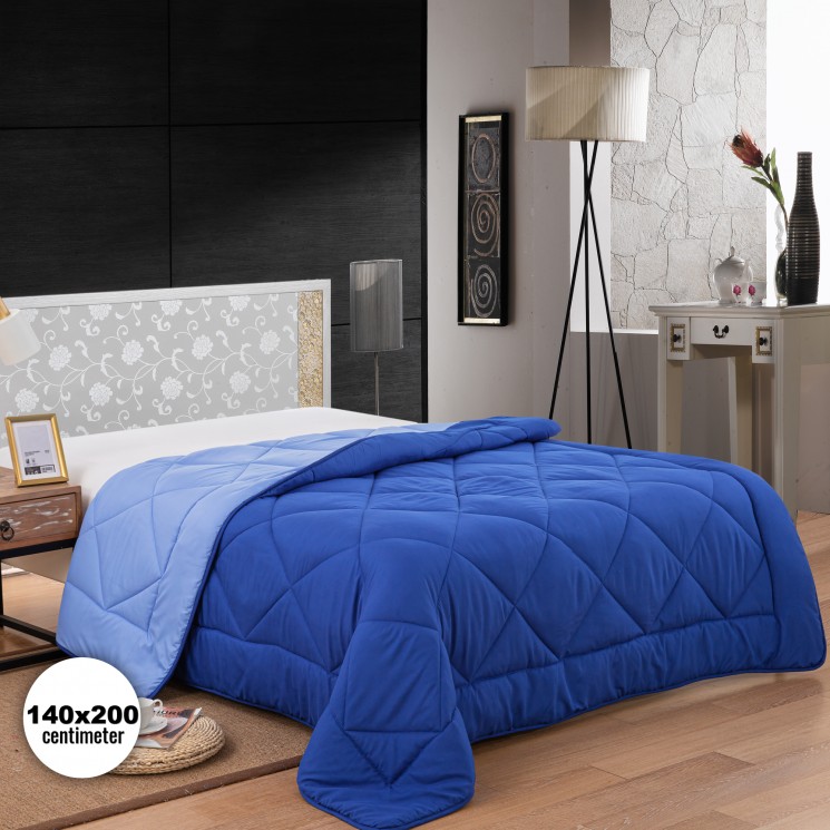 Herzberg Couette En Microfibre Bicolore - 140x200cm Bleu