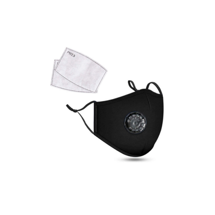 PM2.5M: Masque en Coton Lavable Avec Filtres en Carbone 2 Noire