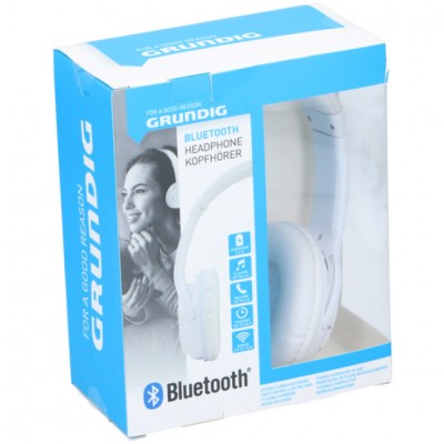Grundig ED-40080: Casque Stéréo Bluetooth Avec Microphone aIsolation Phonique Blanc