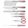 Herzberg HG-SKN8: Set de couteaux en acier inoxydable 8 pièces + support acrylique pivotant et pliable à 360 Rouge