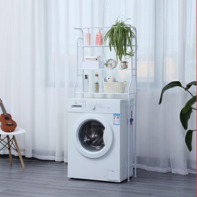 Herzberg HG-03299: Étagère à 3 niveaux pour lave-linge et salle de bains avec porte-serviettes Blanc