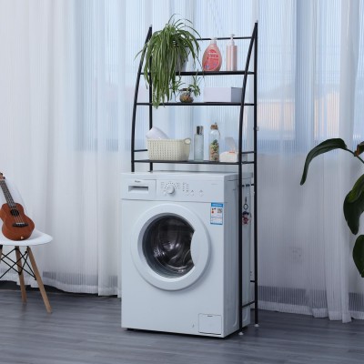 Herzberg HG-03589: Organisateur D'étagère de Rangement Pour Machine à Laver et Salle de Bain à 3 Niveaux - Noir