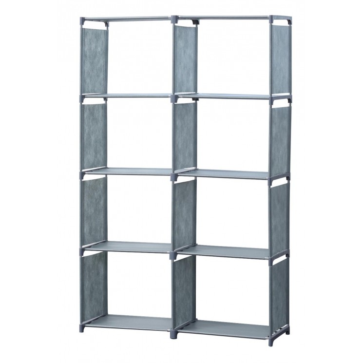 Herzberg Bibliothèque et étagère de rangement polyvalente à 8 niveaux- 85x125cm Gris