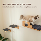 Hole Cat Wall Shelves & 2 Cat Wall Steps
