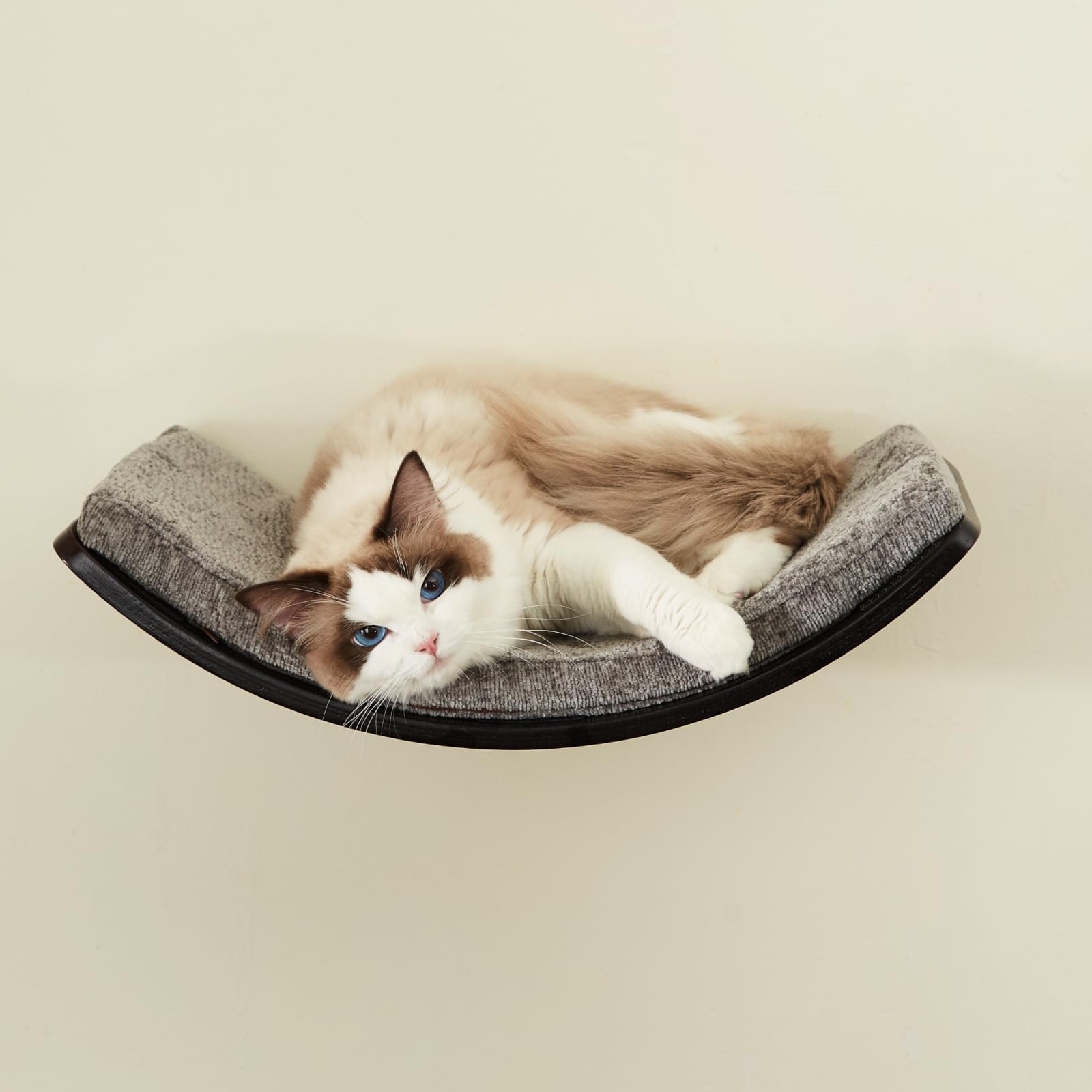 Large Curved Cat Shelf - Wall-Mounted Cat Beds