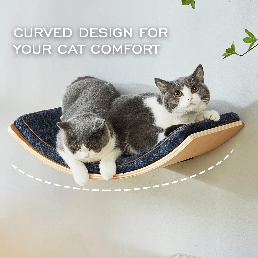 Large Curved Cat Shelf - Wall-Mounted Cat Beds