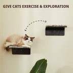 2 Set Cat Wall Steps - Wooden Cat Climbing Shelves