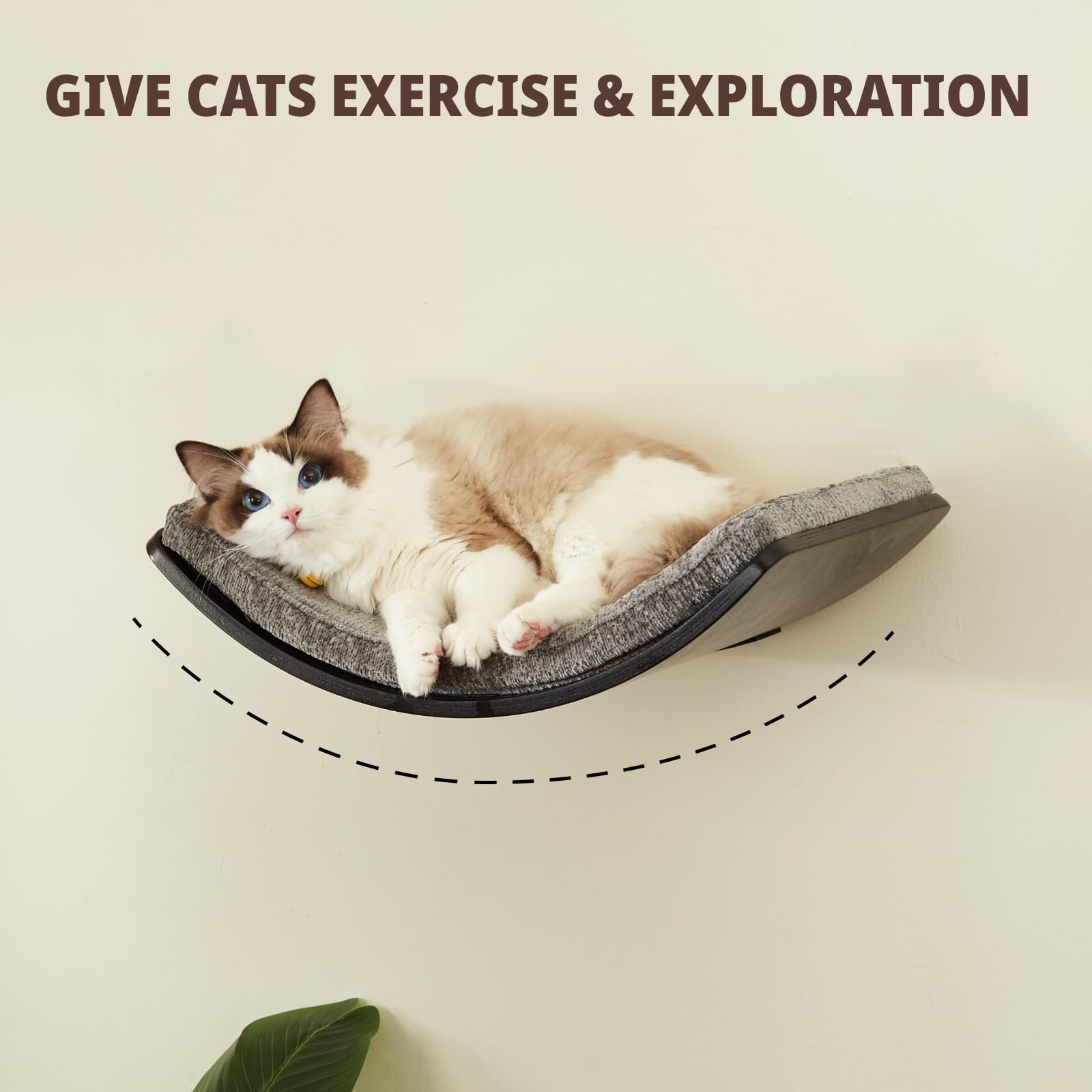 Large Curved Cat Shelf - Wall-Mounted Cat Beds