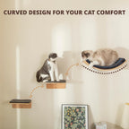 Large Cat Wall Shelves with 2 Cat Wall Steps -  Modern Cat Wall Furniture, Cream
