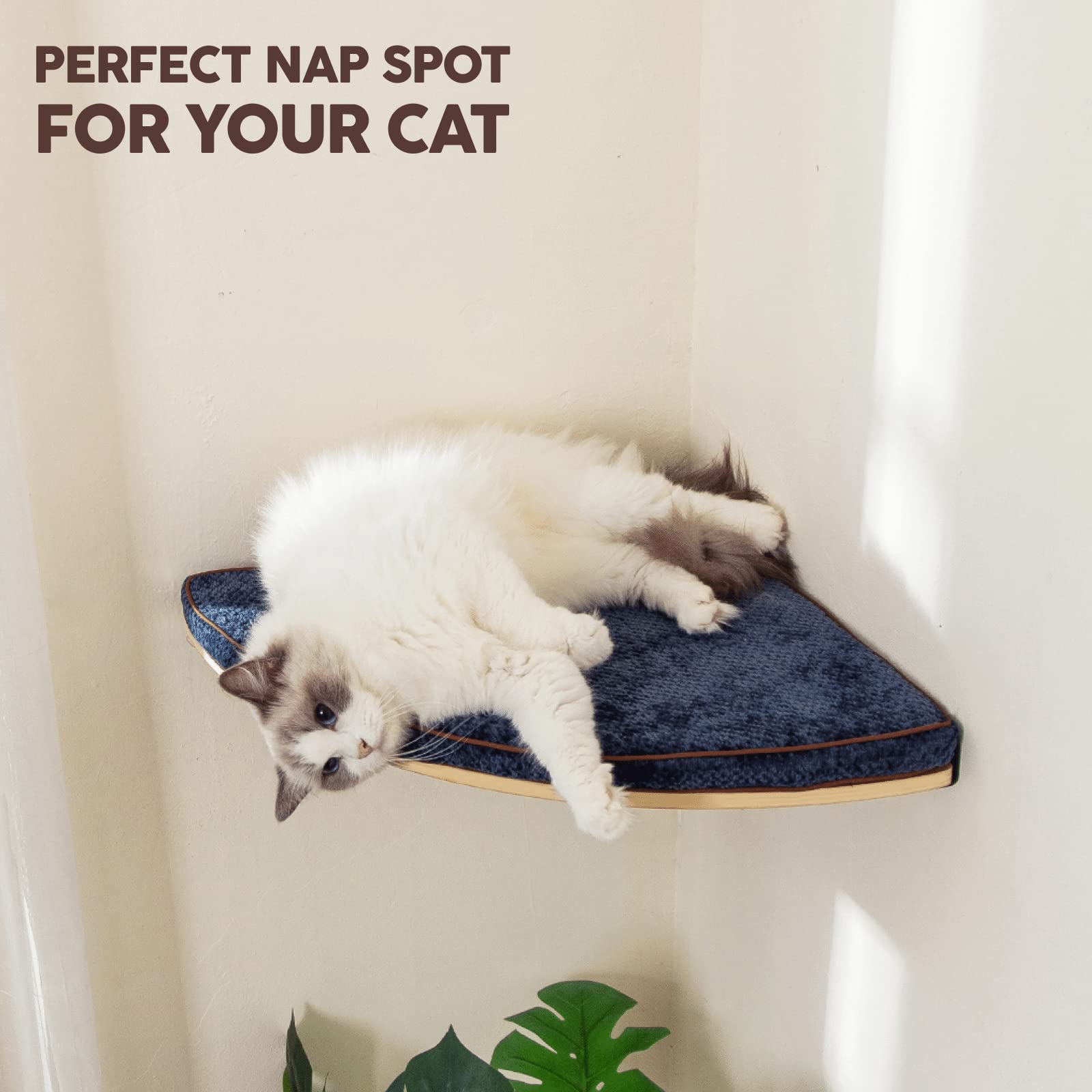 Corner Cat Shelf with Comfortable Cat Pad