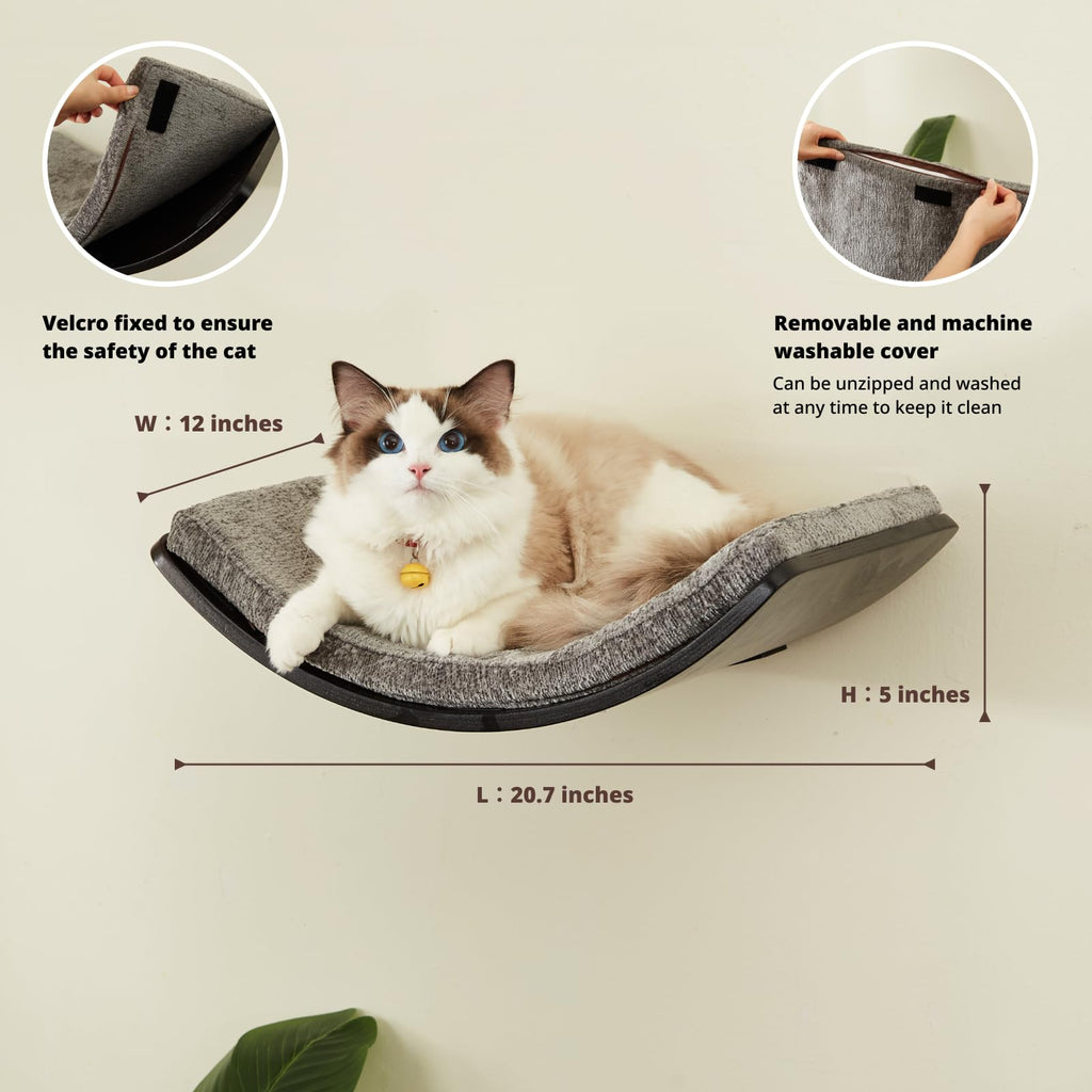 Large Curved Cat Shelf - Wall-Mounted Cat Beds