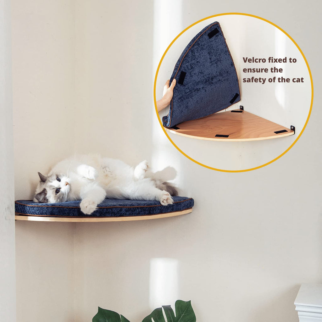 Corner Cat Shelf with Comfortable Cat Pad