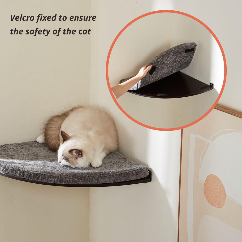 Corner Cat Shelf with Comfortable Cat Pad