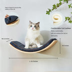 Large Cat Wall Shelves with 2 Cat Wall Steps -  Modern Cat Wall Furniture, Cream