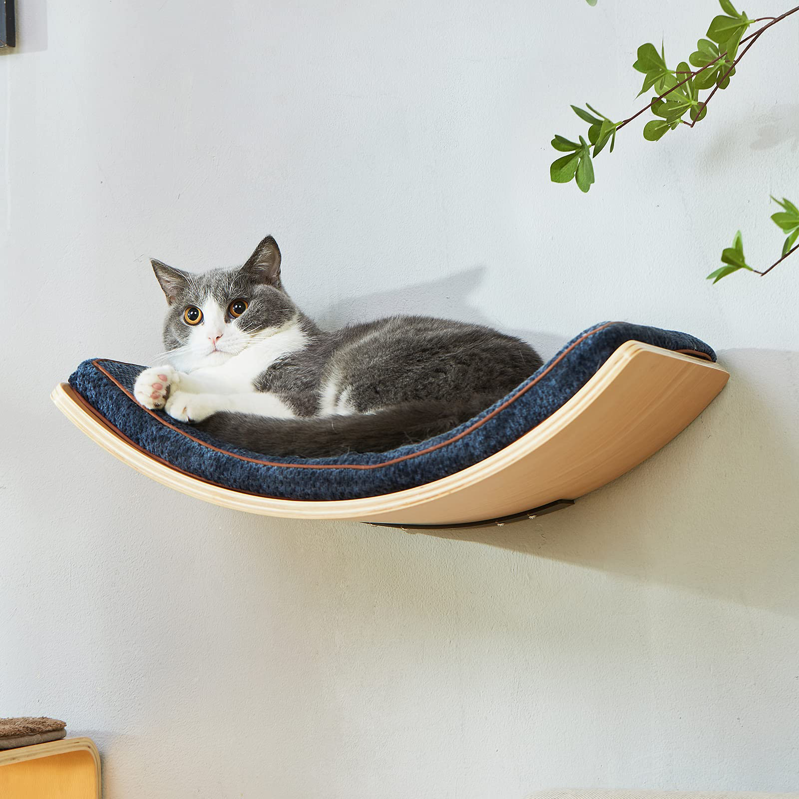 Large Curved Cat Shelf - Wall-Mounted Cat Beds