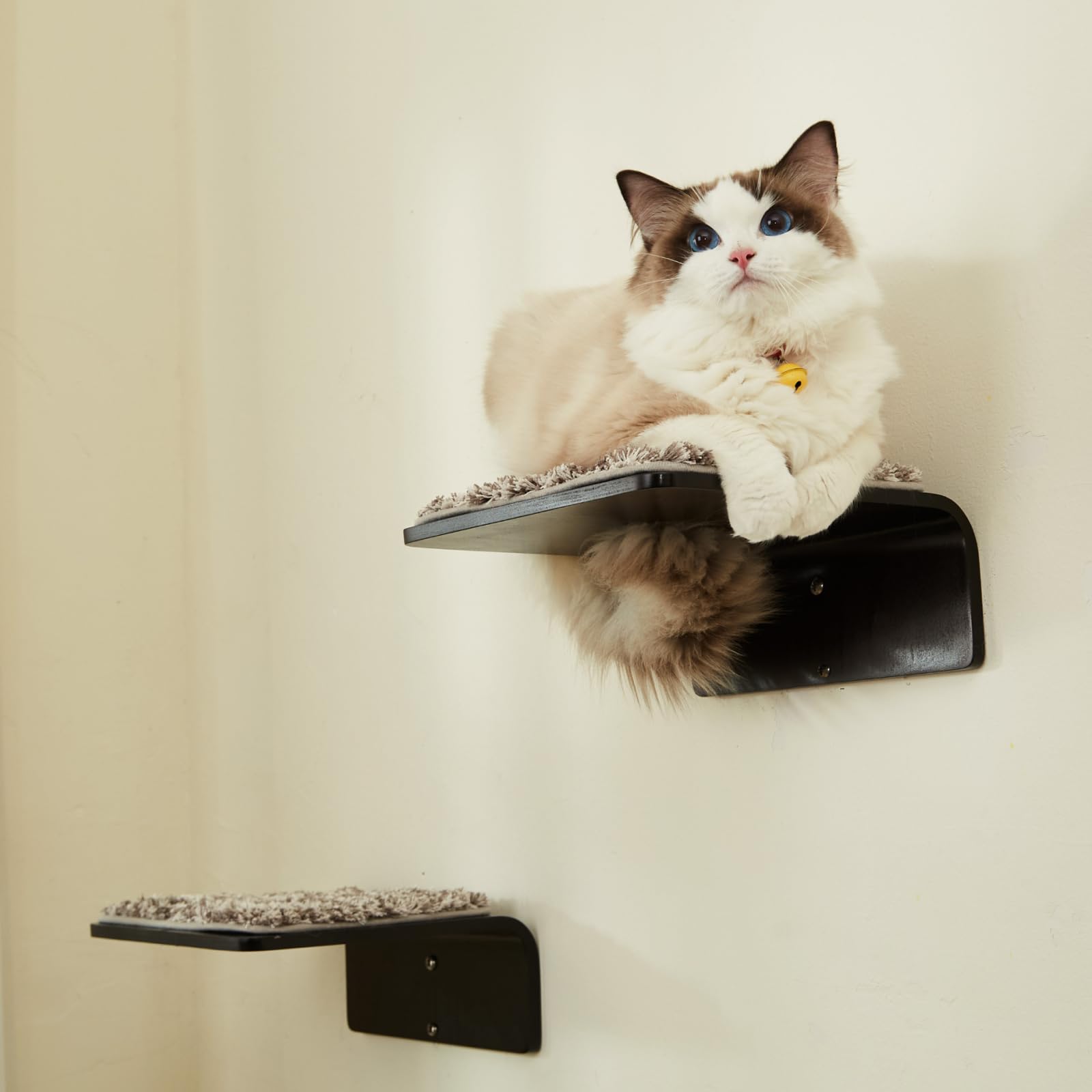 2 Set Cat Wall Steps - Wooden Cat Climbing Shelves