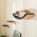 Large Cat Wall Shelves with 2 Cat Wall Steps -  Modern Cat Wall Furniture, Cream